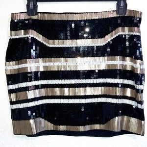 Express Sequins Gold Black Mini Skirt Size Small
